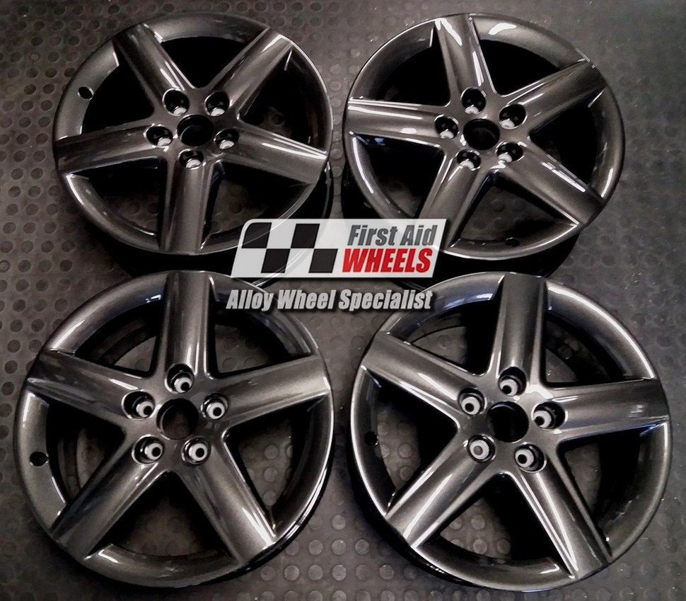 R114AD EXCHANGE SERVICE - AUDI A3 8P 4x17" GENUINE 5 SPOKE DARK ANTHRACITE ALLOY WHEELS