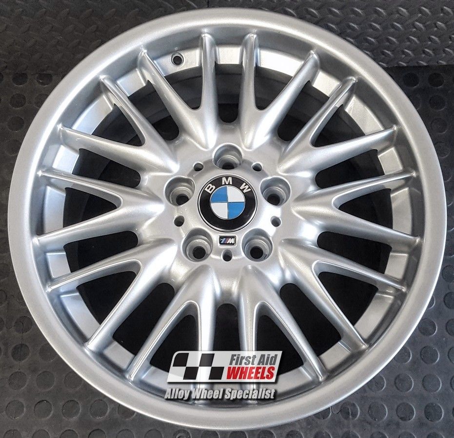 R100S EXCHANGE SERVICE - BMW 3 E46 4x18" GENUINE STYLE 72M MV1 SILVER ALLOY WHEELS