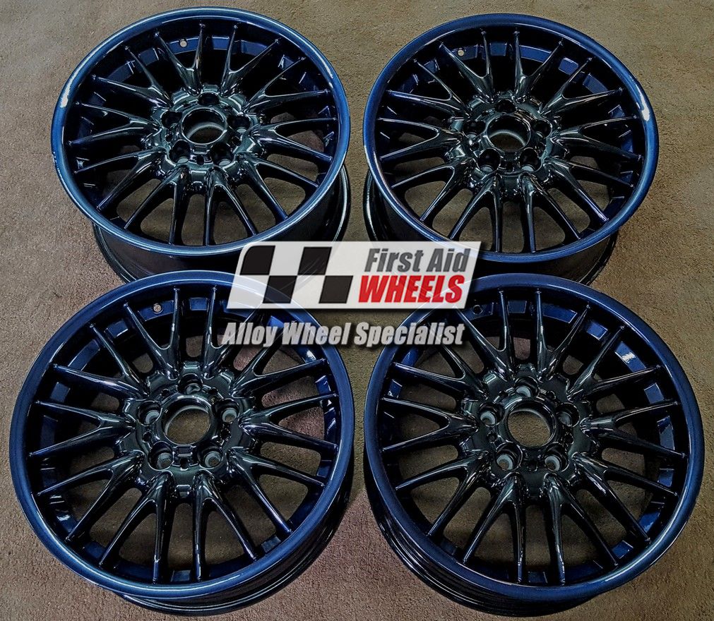 R100OB EXCHANGE SERVICE - BMW 3 E46 4x18" GENUINE STYLE 72M MV1 ORIENT BLUE ALLOY WHEELS