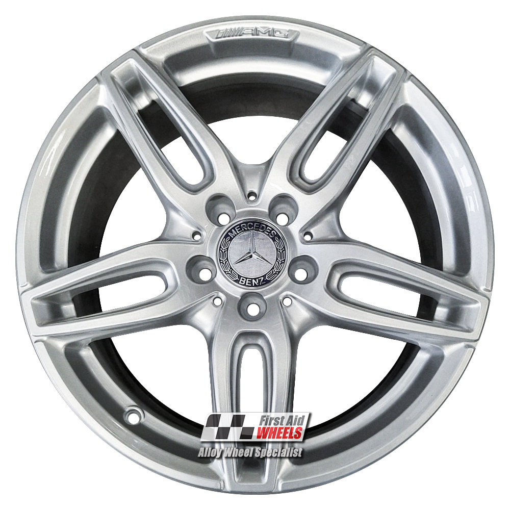 R438S EXCHANGE SERVICE - MERCEDES A CLASS W176 B CLA 4x18" AMG SILVER OEM ALLOY WHEELS