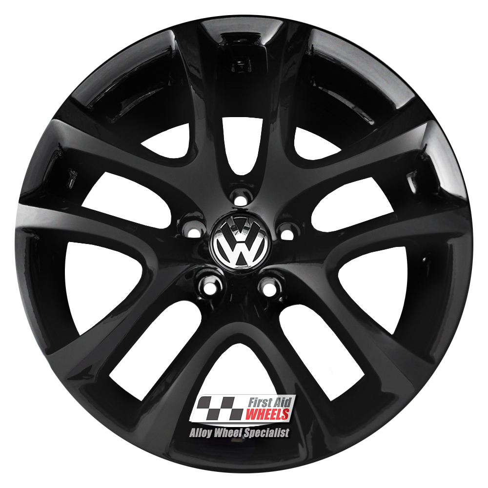 R471GB EXCHANGE SERVICE - VW SCIROCCO 4x17" GENUINE DONINGTON GLOSS BLACK ALLOY WHEELS