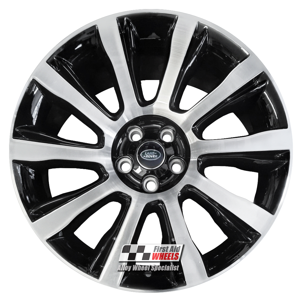 R484DCB EXCHANGE SERVICE - RANGE ROVER L405 4x21" GENUINE STYLE 5 GLOSS BLACK DIAMOND CUT ALLOY WHEELS