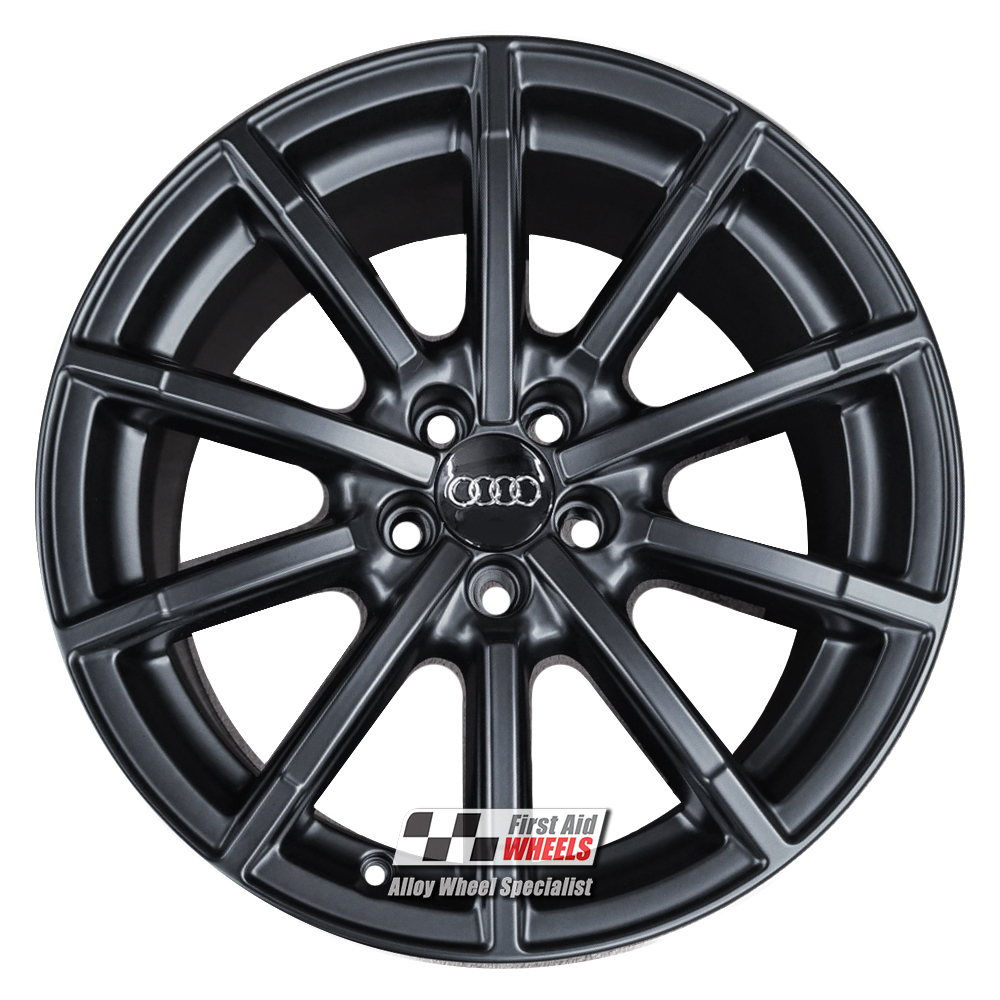 R523DBS EXCHANGE SERVICE - AUDI A1 4x17" GENUINE 10 SPOKE SATIN BLACK DIAMOND CUT ALLOY WHEELS