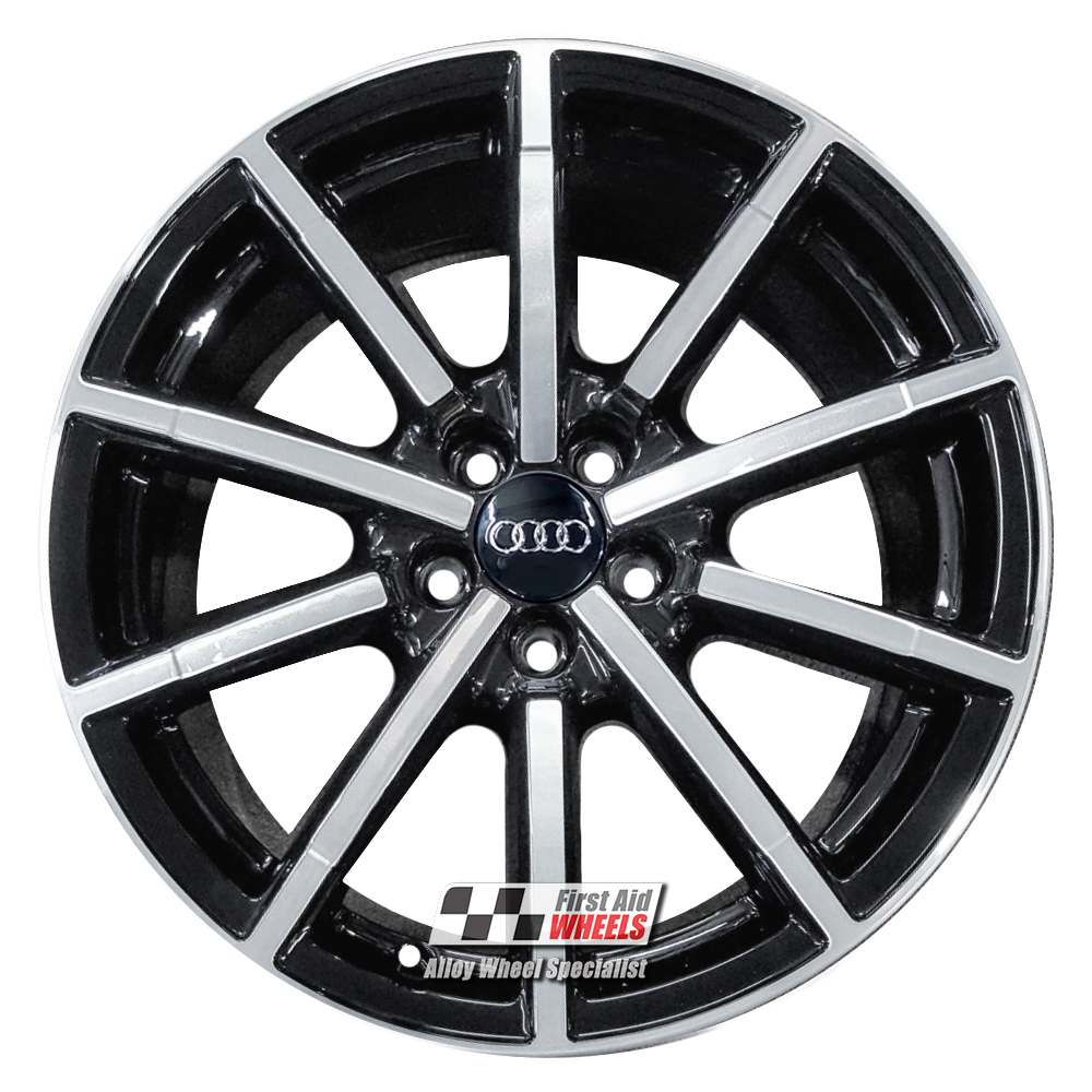 R523DCB EXCHANGE SERVICE - AUDI A1 4x17" GENUINE 10 SPOKE GLOSS BLACK DIAMOND CUT ALLOY WHEELS