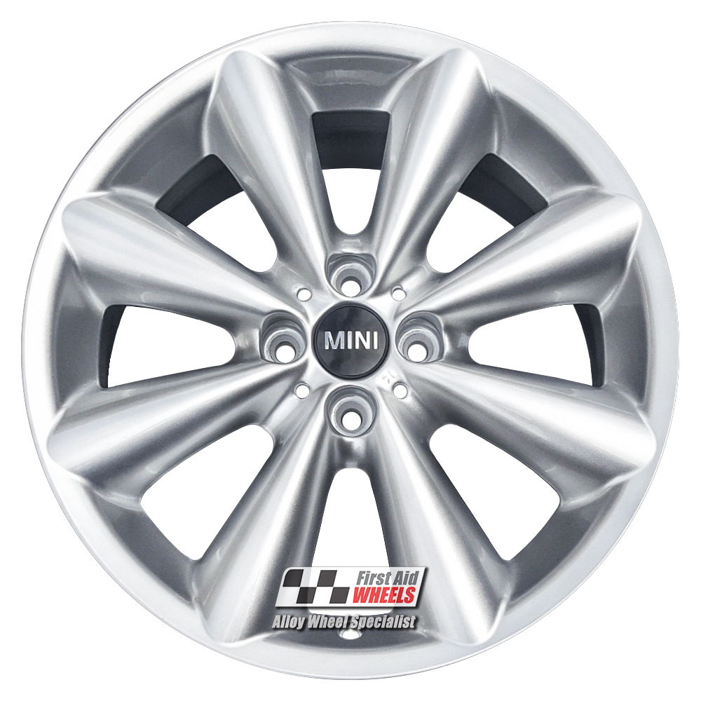 R530S EXCHANGE SERVICE - MINI COOPER S 4x17" GENUINE R121 CONICAL SILVER ALLOY WHEELS