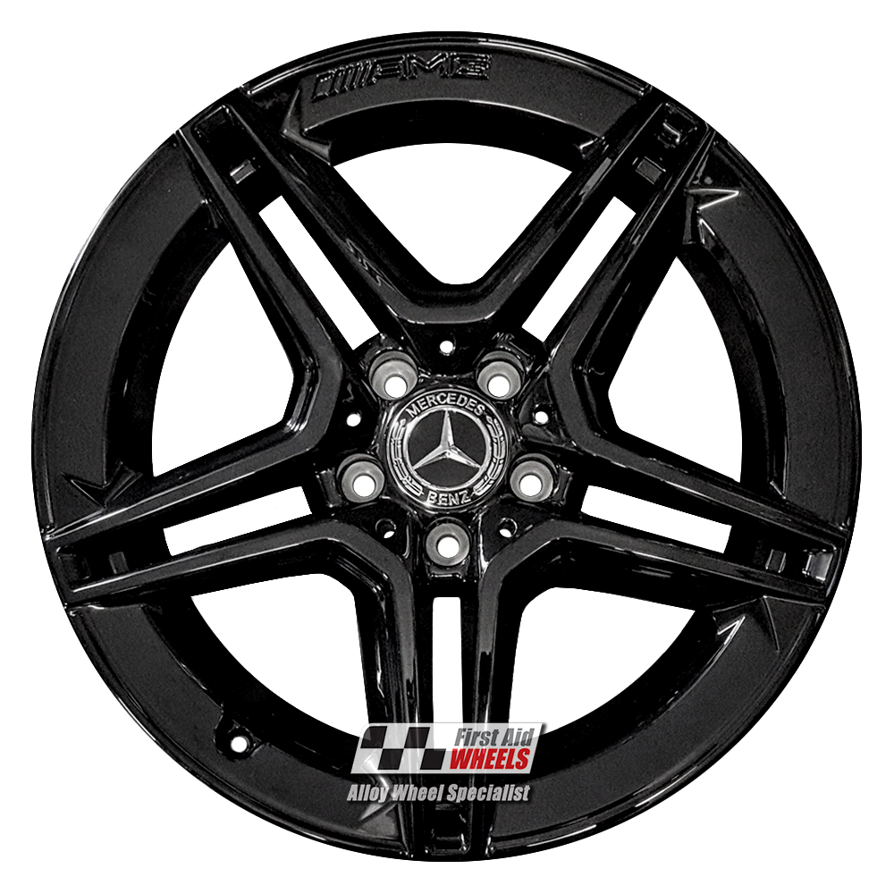 R559SB EXCHANGE SERVICE - MERCEDES A B CLASS CLA 4x18" GENUINE AMG SATIN BLACK ALLOY WHEELS