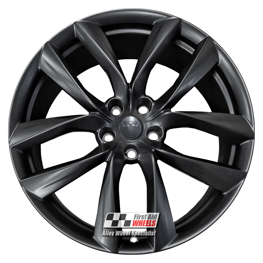 R582SB EXCHANGE SERVICE - TESLA MODEL S 4x21" GENUINE ARACHNID SATIN BLACK ALLOY WHEELS