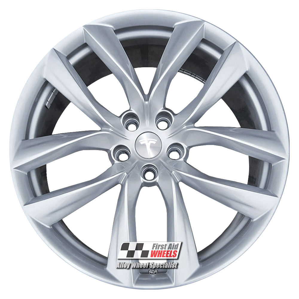 R582S EXCHANGE SERVICE - TESLA MODEL S 4x21" GENUINE ARACHNID SILVER ALLOY WHEELS