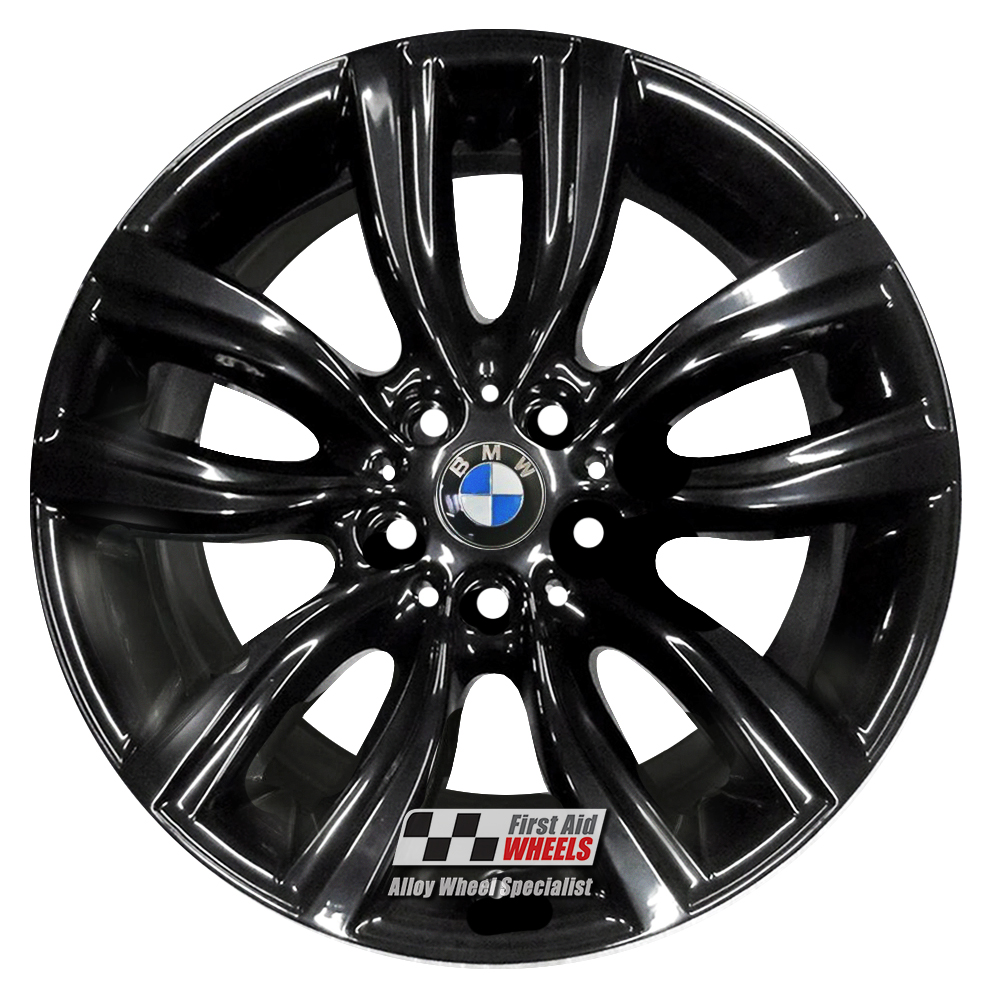 R585GB EXCHANGE SERVICE - BMW 2 SERIES TOURER 4x18" GENUINE STYLE 485 GLOSS BLACK ALLOY WHEELS