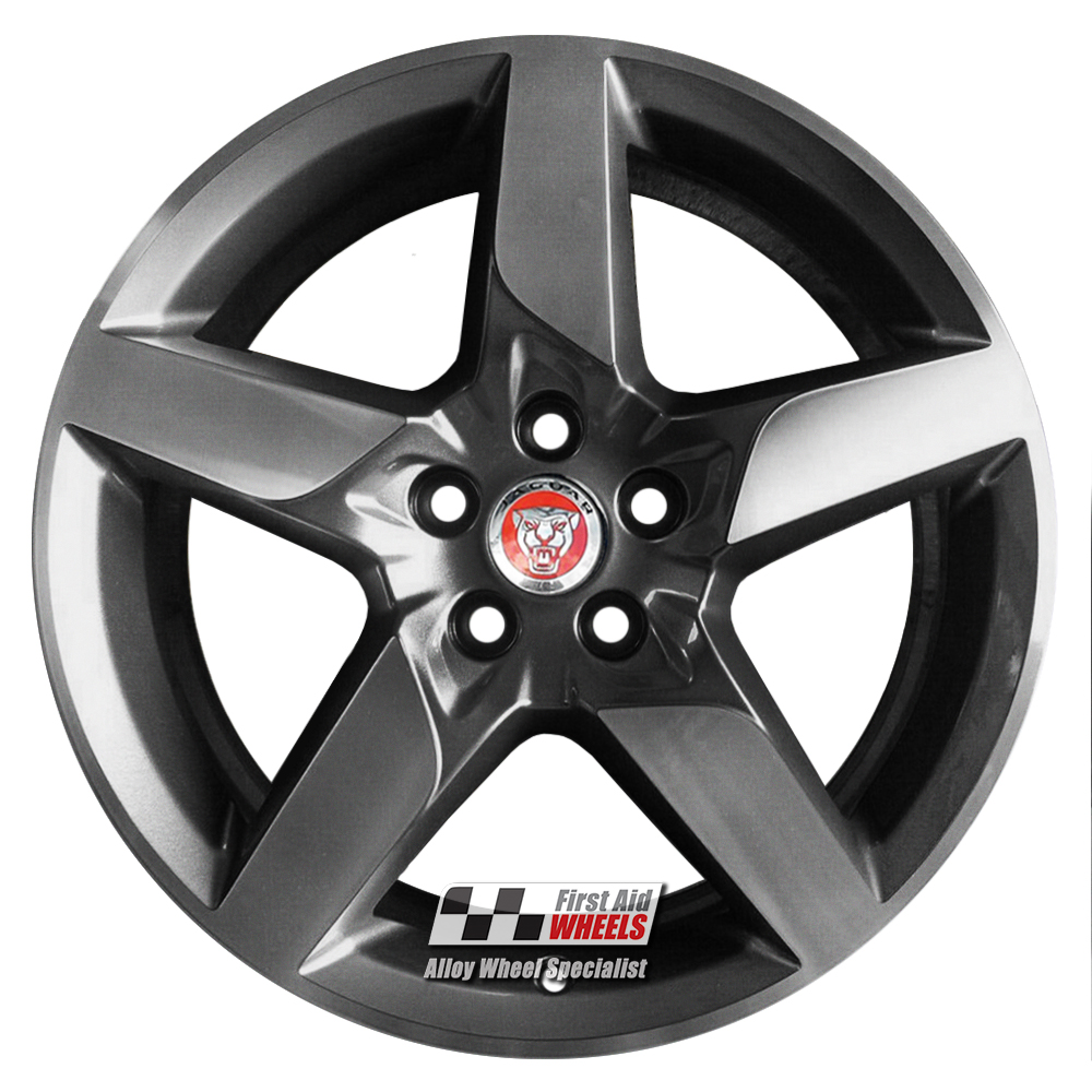 R589DCG EXCHANGE SERVICE - JAGUAR XE 4x18" GENUINE STYLE 5030 GREY DIAMOND CUT ALLOY WHEELS