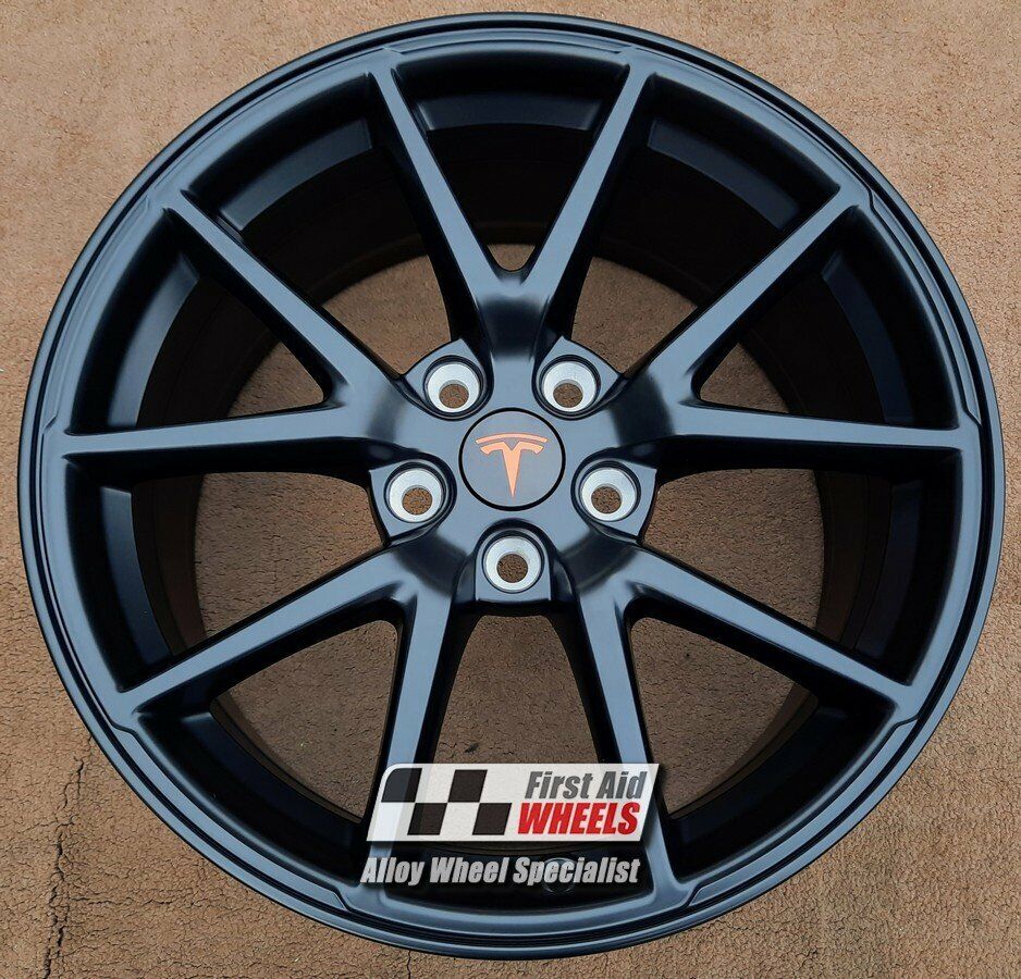 R592SB EXCHANGE SERVICE - TESLA MODEL 3 4x18" GENUINE REFRESH SATIN BLACK ALLOY WHEELS