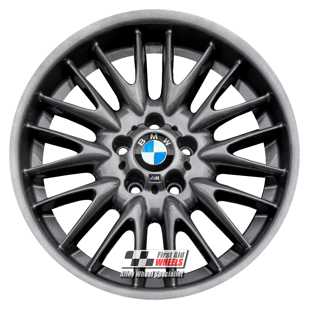 R100A EXCHANGE SERVICE - BMW 3 E46 4x18" GENUINE STYLE 72M MV1 ANTHRACITE ALLOY WHEELS