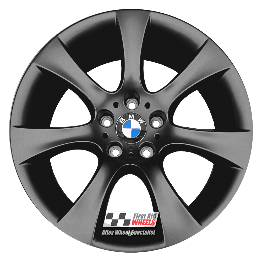 R106SB EXCHANGE SERVICE - BMW 5 SERIES E61 4x18" GENUINE STYLE 124 SATIN BLACK ALLOY WHEELS