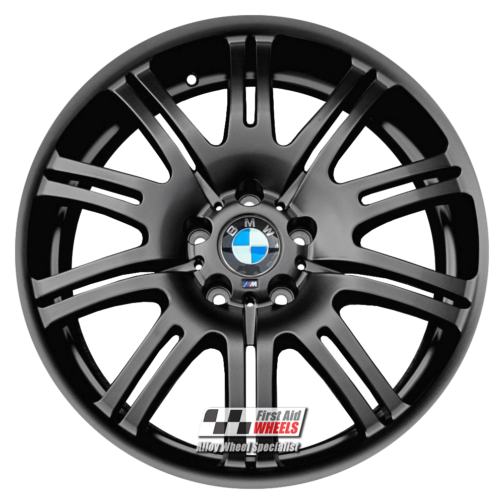 R109SB EXCHANGE SERVICE - BMW E46 M3 4x19" GENUINE STYLE 67M SATIN BLACK ALLOY WHEELS