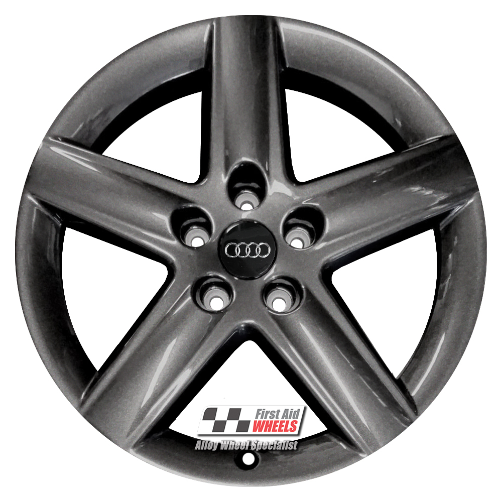 R114AD EXCHANGE SERVICE - AUDI A3 8P 4x17" GENUINE 5 SPOKE DARK ANTHRACITE ALLOY WHEELS