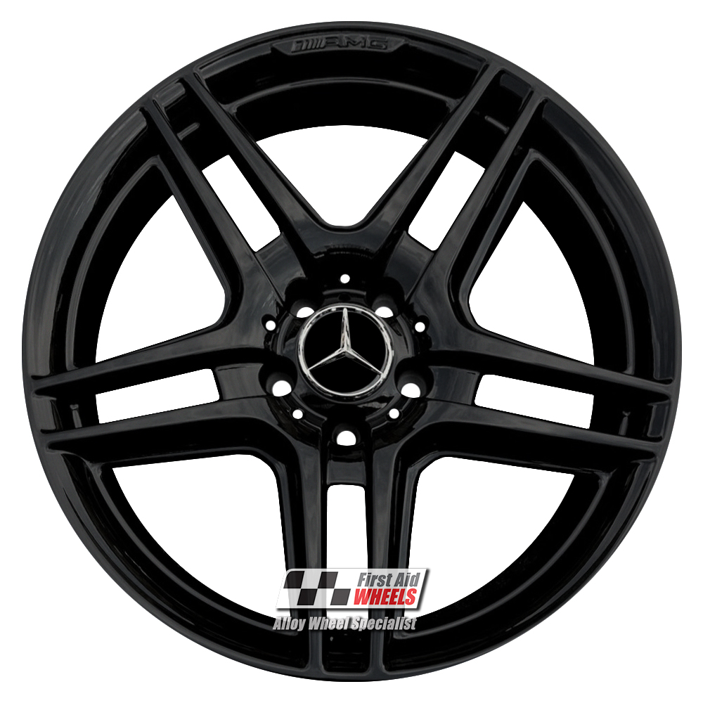 R121GB EXCHANGE SERVICE - MERCEDES C CLASS 4x18" GENUINE AMG IV GLOSS BLACK ALLOY WHEELS