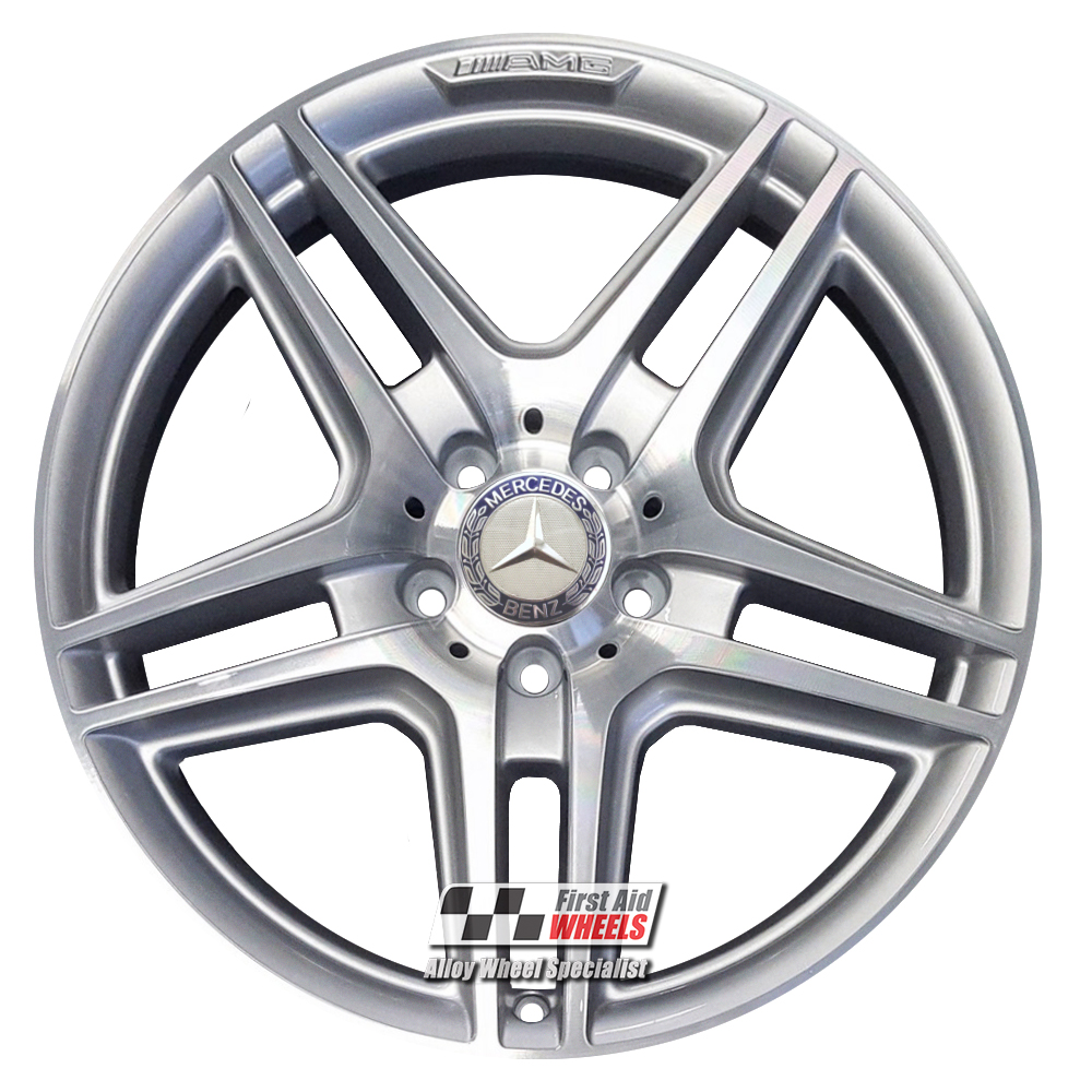 R121DCS EXCHANGE SERVICE - MERCEDES C CLASS 4x18" GENUINE AMG IV SILVER DIAMOND CUT ALLOY WHEELS