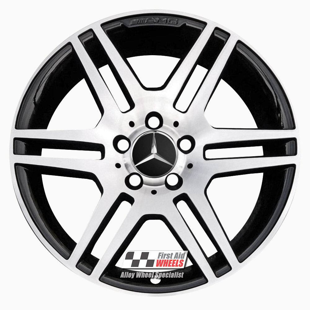 R139DCB EXCHANGE SERVICE - MERCEDES C-CLASS W204 4x17" AMG GLOSS BLACK DIAMOND CUT ALLOY WHEELS