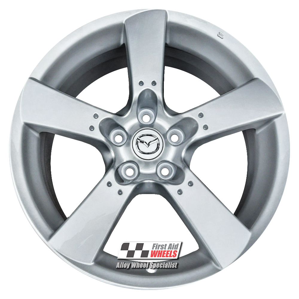 R142S EXCHANGE SERVICE - MAZDA RX8 4x18" GENUINE 5 SPOKE SILVER ALLOY WHEELS