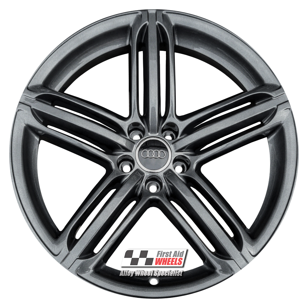 R172A EXCHANGE SERVICE - AUDI A5 8T S5 4x19" GENUINE SEGMENT SPOKE ANTHRACITE ALLOY WHEELS