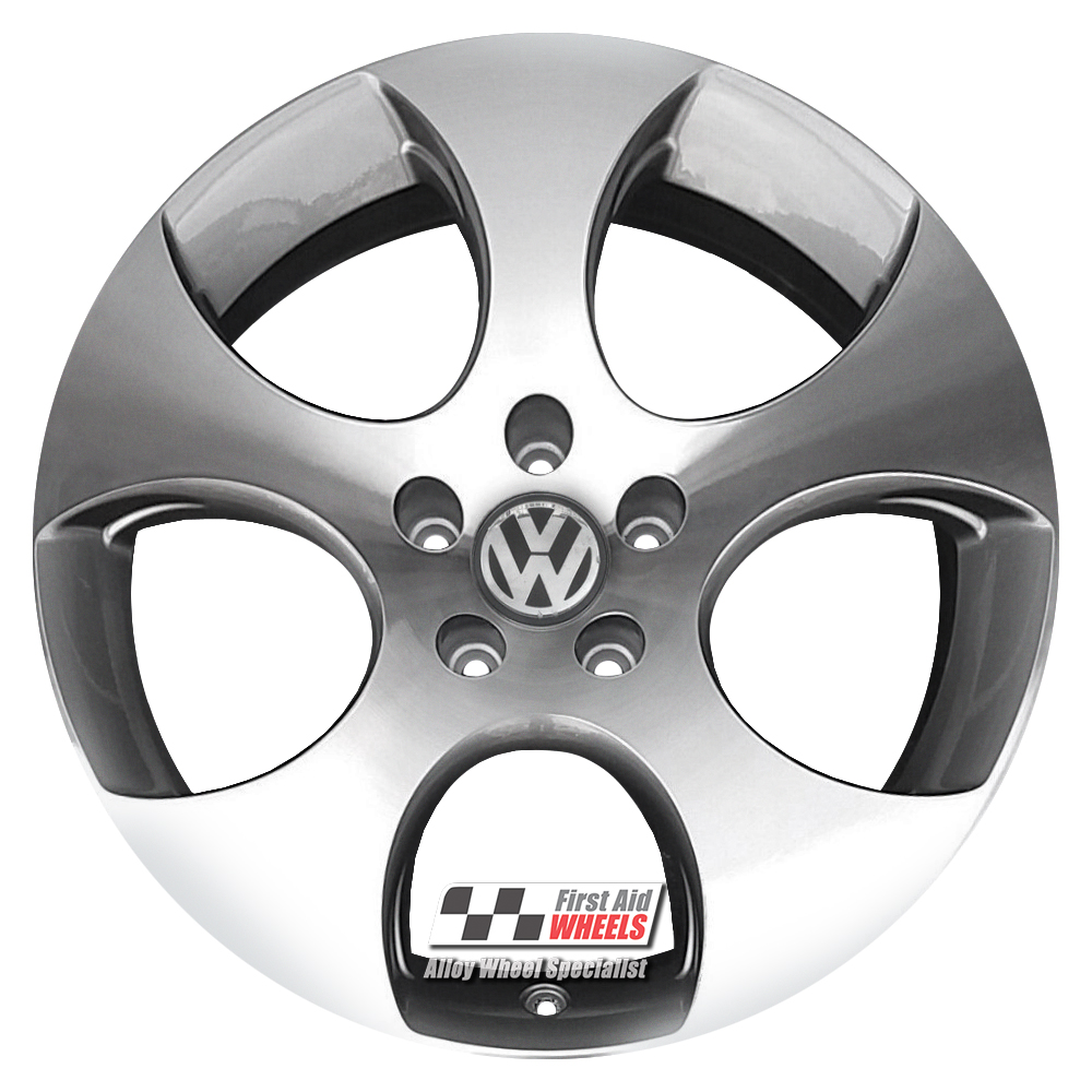 R210DCG EXCHANGE SERVICE - VW GOLF GTI 4x18" GENUINE MONZA GREY DIAMOND CUT ALLOY WHEELS