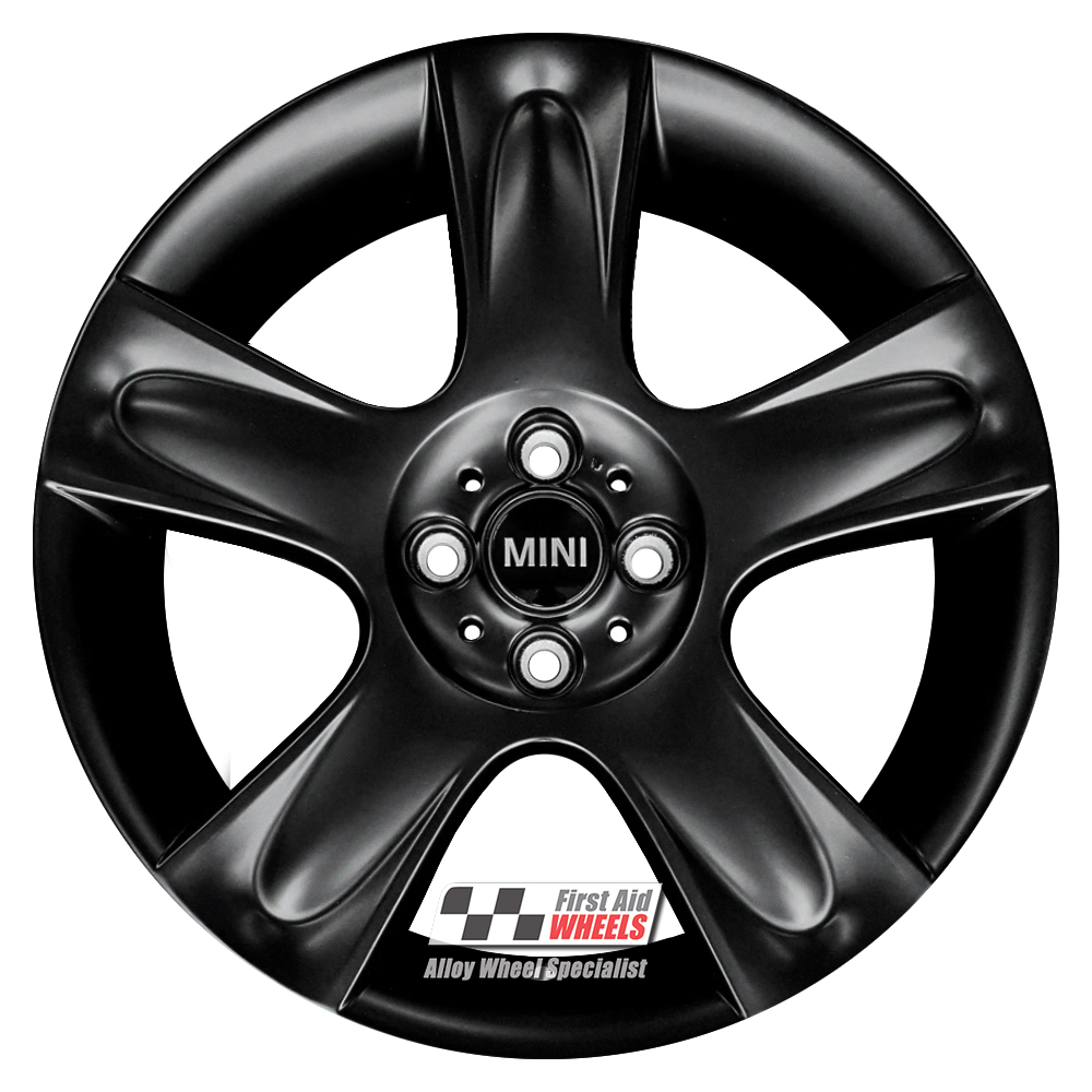 R211SB EXCHANGE SERVICE - MINI COOPER S 4x17" GENUINE R91 BULLET SATIN BLACK ALLOY WHEELS