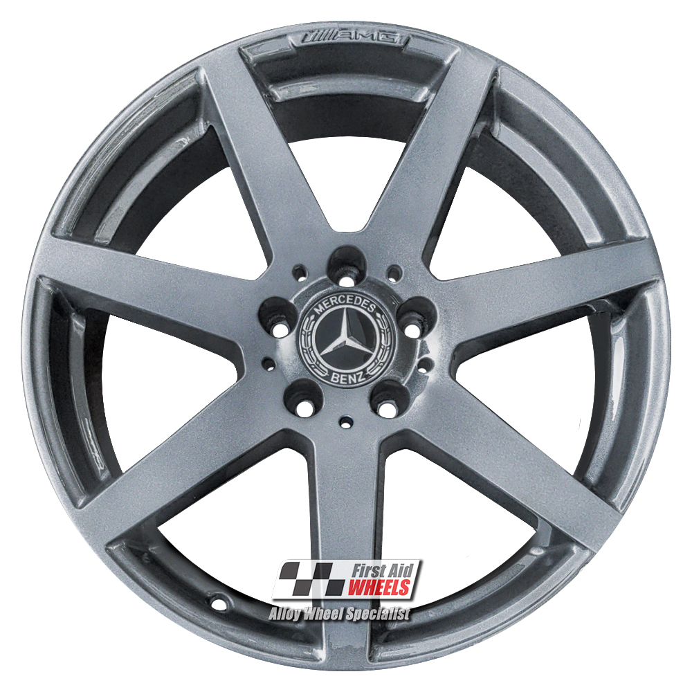 R244A EXCHANGE SERVICE - MERCEDES C CLASS 4x18" GENUINE AMG 7 SPOKE ANTHRACITE ALLOY WHEELS