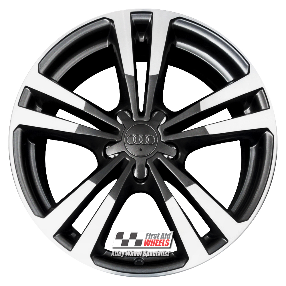 R245DCDA EXCHANGE SERVICE - AUDI A3 8V 4x18" GENUINE 5 V SPOKE DARK ANTHRACITE DIAMOND CUT ALLOY WHEELS