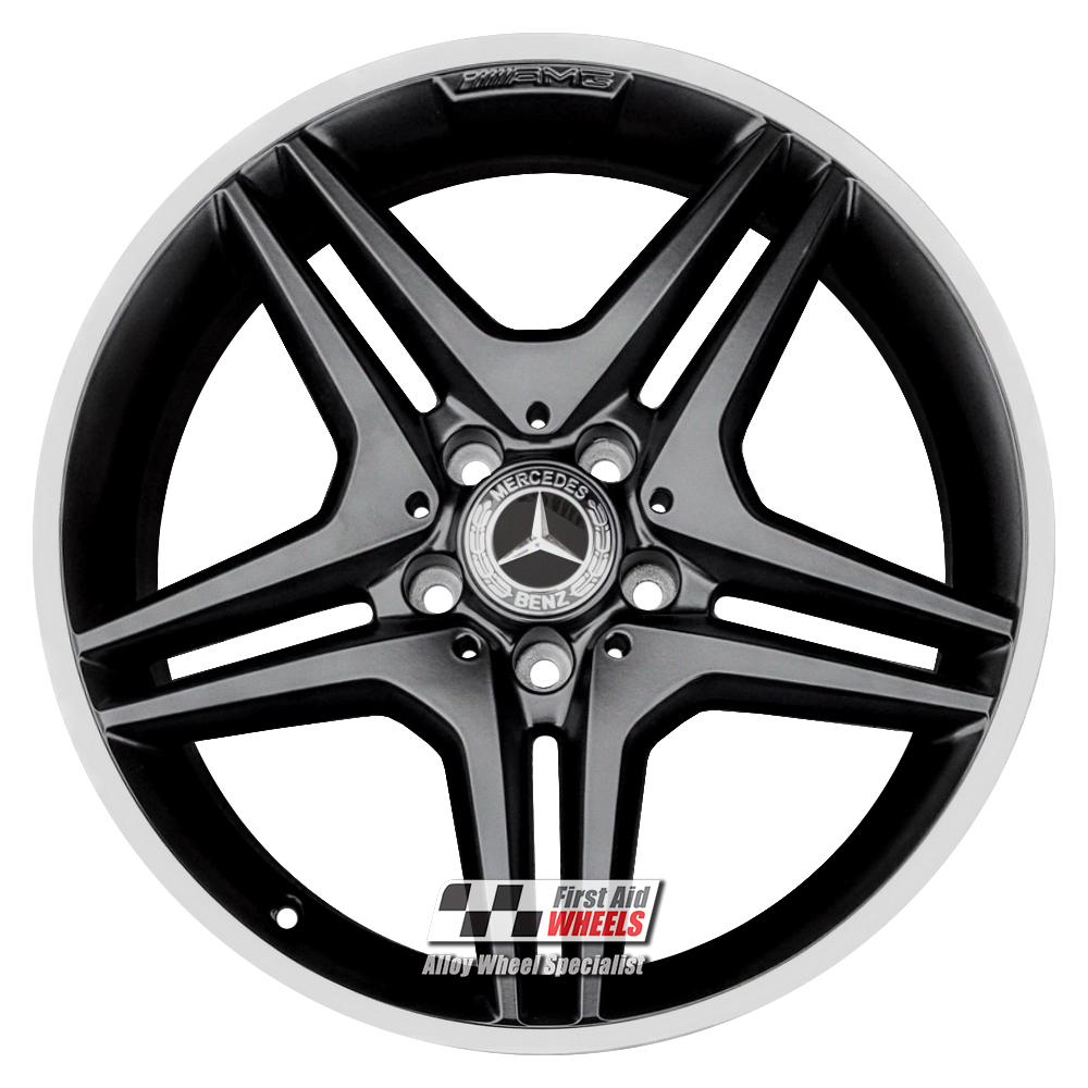 R270BSD EXCHANGE SERVICE - MERCEDES A B CLASS CLA 4x18" GENUINE AMG SATIN BLACK DIAMOND RIM ALLOY WHEELS