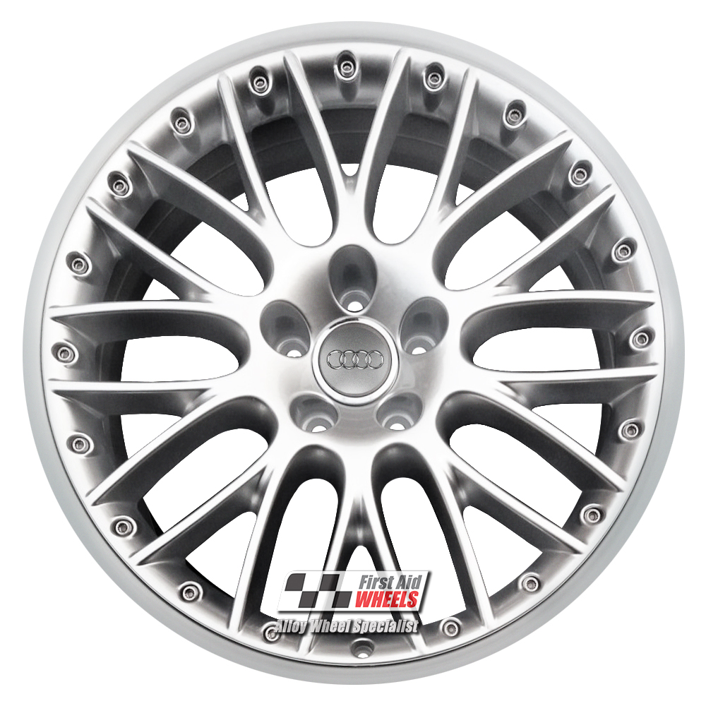 R308BGD EXCHANGE SERVICE - AUDI A6 4F 4x19" GENUINE SPEEDLINE SPLIT RIM GLOSS BLACK DIAMOND RIM ALLOY WHEELS