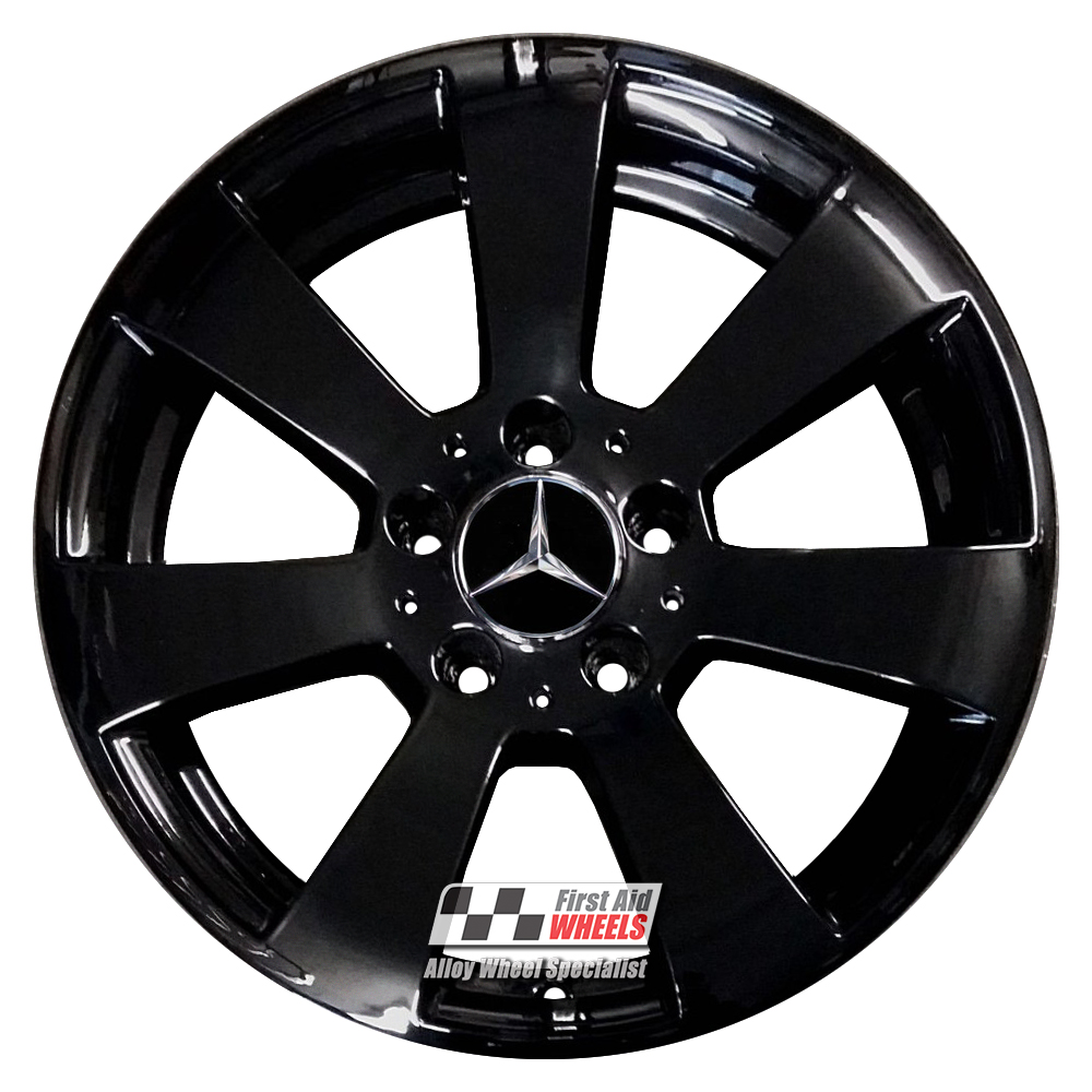 R334GB EXCHANGE SERVICE - MERCEDES C CLASS 4x16" GENUINE GLOSS BLACK ALLOY WHEELS