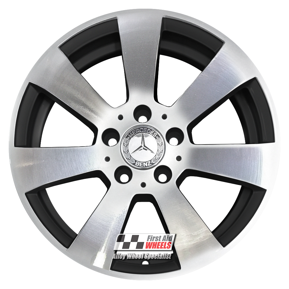 R334DCB EXCHANGE SERVICE - MERCEDES C CLASS 4x16" GENUINE GLOSS BLACK DIAMOND CUT ALLOY WHEELS