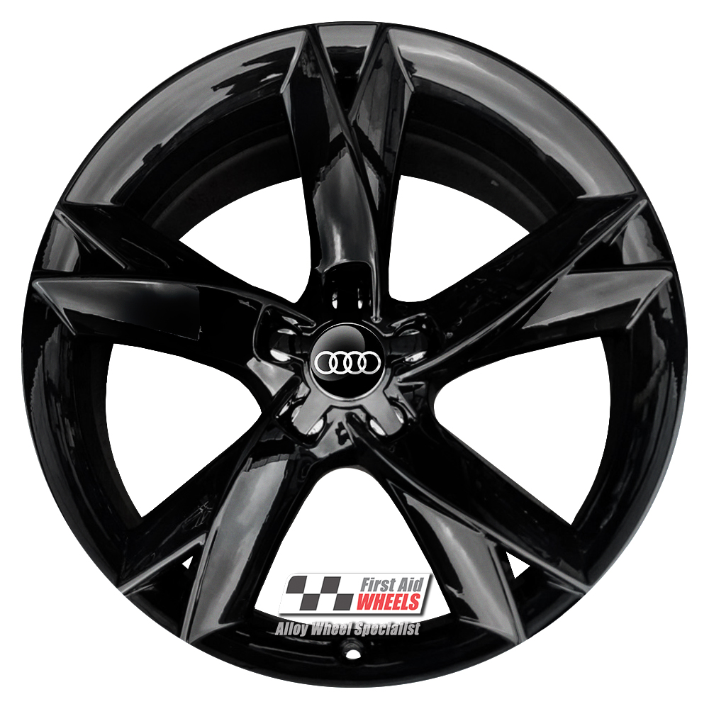 R335GB EXCHANGE SERVICE - AUDI A5 8T 4x19 GENUINE Y SPOKE GLOSS BLACK  ALLOY WHEELS