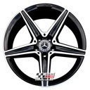 R355DCB EXCHANGE SERVICE - MERCEDES C CLASS 4x18" GENUINE AMG 5 SPOKE GLOSS BLACK DIAMOND CUT ALLOY WHEELS