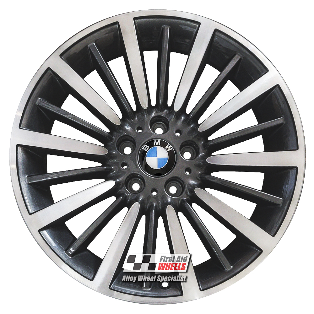 R386DCB EXCHANGE SERVICE - BMW 3/4 SERIES 4x18" GENUINE STYLE 416 GLOSS BLACK DIAMOND CUT ALLOY WHEELS