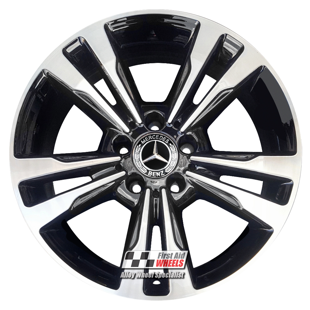 R392DCB EXCHANGE SERVICE - MERCEDES E CLASS W212 4x17" GENUINE GLOSS BLACK DIAMOND CUT ALLOY WHEELS