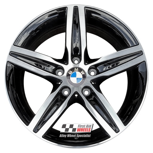 R498DCB EXCHANGE SERVICE - BMW 1 2 SERIES 4x17" GENUINE STYLE 379 GLOSS BLACK DIAMOND CUT ALLOY WHEELS