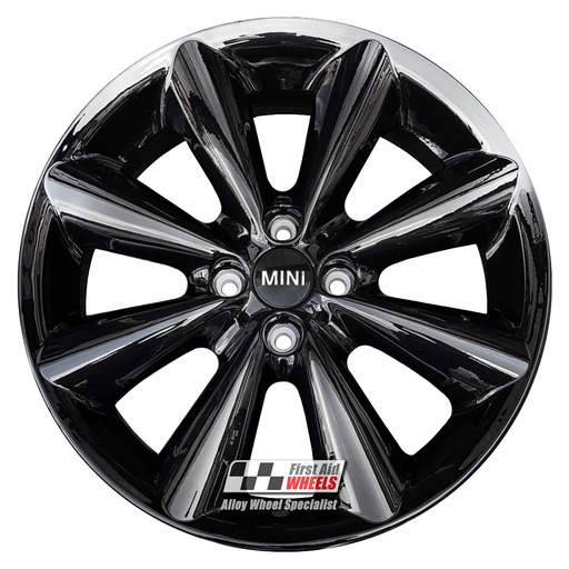 R530GB EXCHANGE SERVICE - MINI COOPER S 4x17" GENUINE R121 CONICAL GLOSS BLACK ALLOY WHEELS