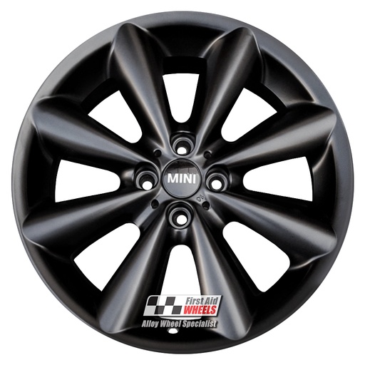 R530SB EXCHANGE SERVICE - MINI COOPER S 4x17" GENUINE R121 CONICAL SATIN BLACK ALLOY WHEELS