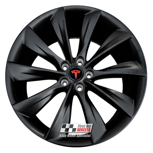 R577SB EXCHANGE SERVICE - TESLA MODEL S 4x21" GENUINE TURBINE SATIN BLACK ALLOY WHEELS