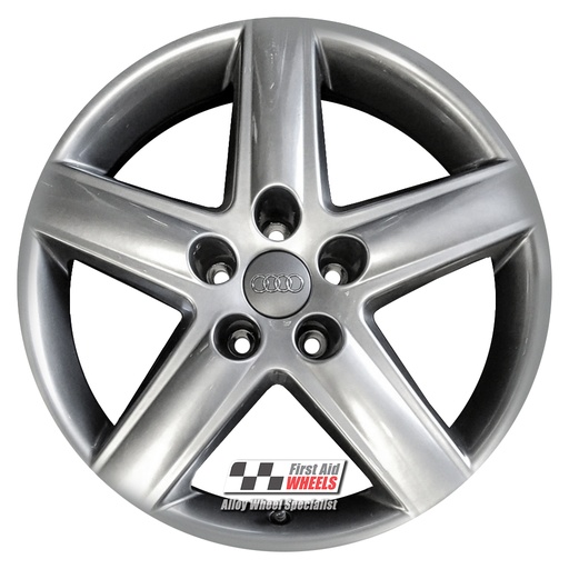 R114A EXCHANGE SERVICE - AUDI A3 8P 4x17" GENUINE 5 SPOKE ANTHRACITE ALLOY WHEELS