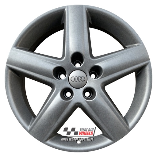 R114LAS EXCHANGE SERVICE - AUDI A3 8P 4x17" GENUINE 5 SPOKE LIGHT ANTHRACITE SATIN ALLOY WHEELS