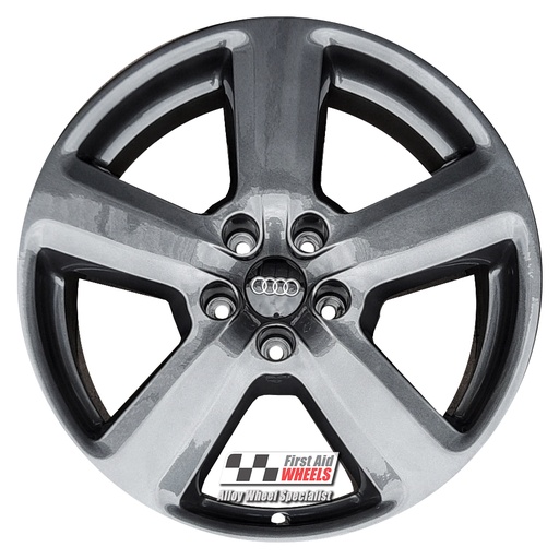 R119CG EXCHANGE SERVICE - AUDI A4 A6 4x18" GENUINE S-LINE 5 SPOKE COARSE GRAPHITE ALLOY WHEELS