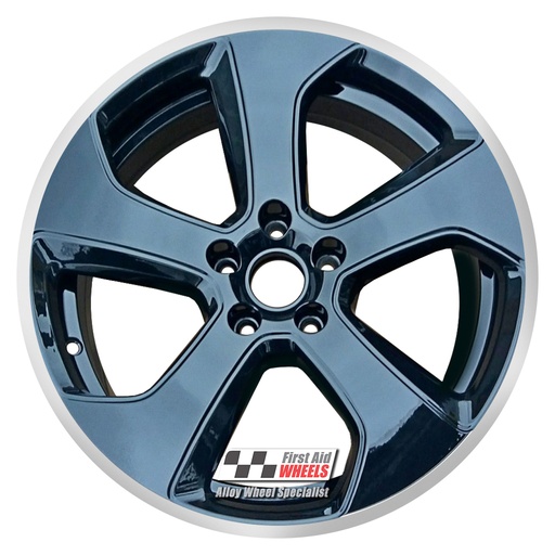 R147BGD EXCHANGE SERVICE - VW GOLF MK7 GTI 4x18" GENUINE AUSTIN GLOSS BLACK DIAMOND RIM ALLOY WHEELS