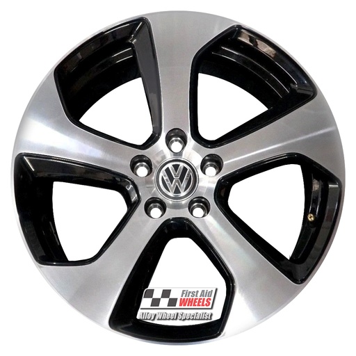 R147DCB EXCHANGE SERVICE - VW GOLF MK7 GTI 4x18" GENUINE AUSTIN GLOSS BLACK DIAMOND CUT ALLOY WHEELS