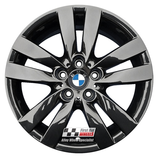 R230GB EXCHANGE SERVICE - BMW 3 SERIES E90 4x17" GENUINE STYLE 161 GLOSS BLACK ALLOY WHEELS