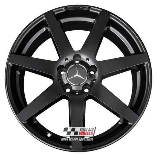 R244SB EXCHANGE SERVICE - MERCEDES C CLASS 4x18" GENUINE AMG 7 SPOKE SATIN BLACK ALLOY WHEELS