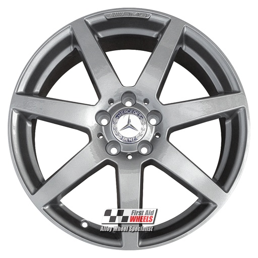 R244G EXCHANGE SERVICE - MERCEDES C CLASS 4x18" GENUINE AMG 7 SPOKE GREY ALLOY WHEELS