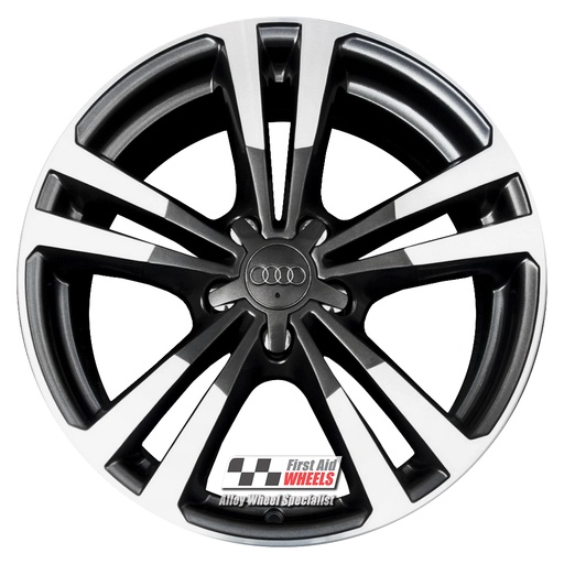 R245DCDA EXCHANGE SERVICE - AUDI A3 8V 4x18" GENUINE 5 V SPOKE DARK ANTHRACITE DIAMOND CUT ALLOY WHEELS