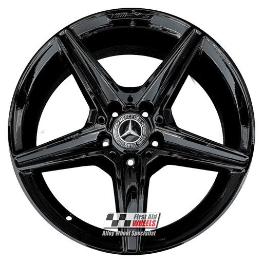 R355GB EXCHANGE SERVICE - MERCEDES C CLASS 4x18" GENUINE AMG 5 SPOKE GLOSS BLACK ALLOY WHEELS